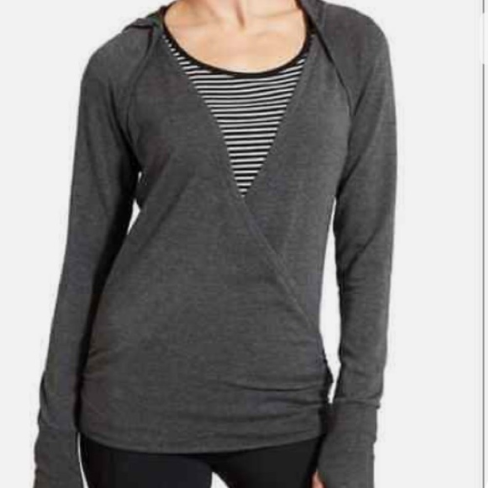 2/$50 ATHLETA Dark Gray Wrap Front Hoodie Size Small